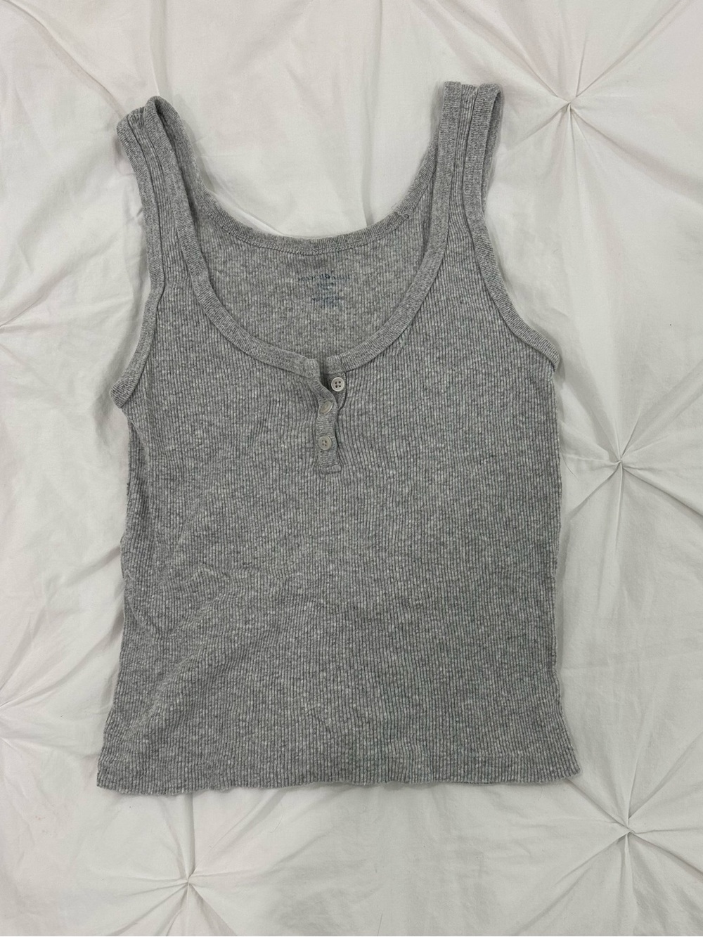 Brandy Melville Gray Ribbed Henley Tank